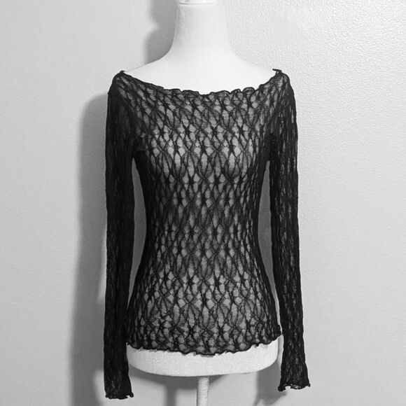 Urban Outfitters Tops - Urban Outfitters Black Gothic Sheer Lace Ruffle Long Sleeve Top | Size M